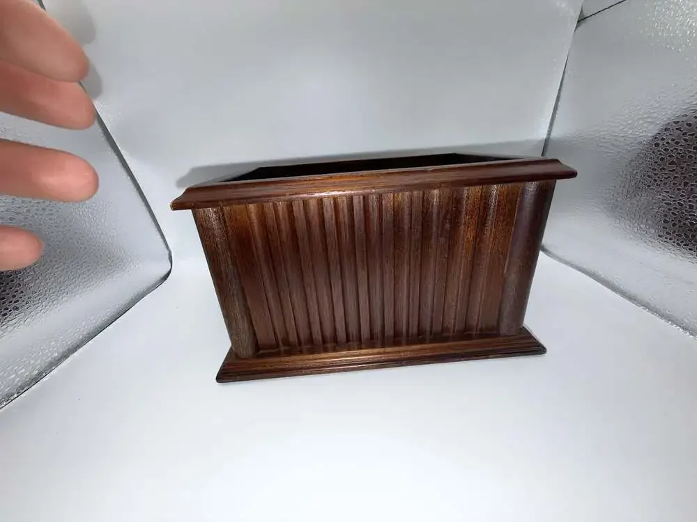 Vintage Dark Wood Desktop Organizer or Jewelry Valet with Fluted Exterior